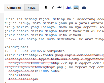 Kode CSS di dalam Posting