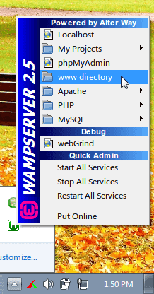Menu WampServer
