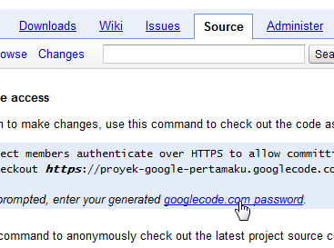 Generating Google Code Password