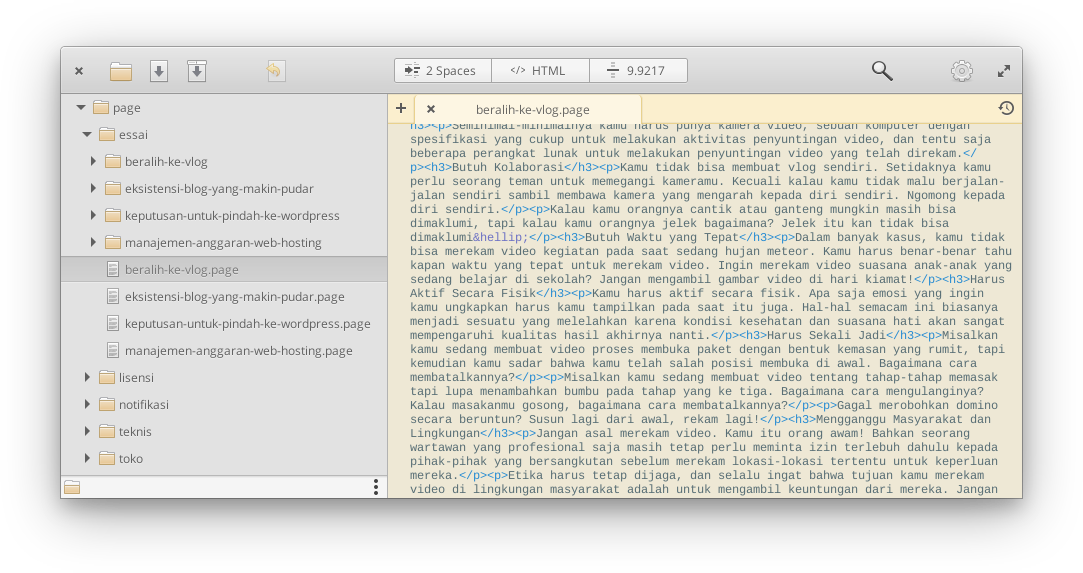 Tampilan berkas dan folder pada situs web ini.