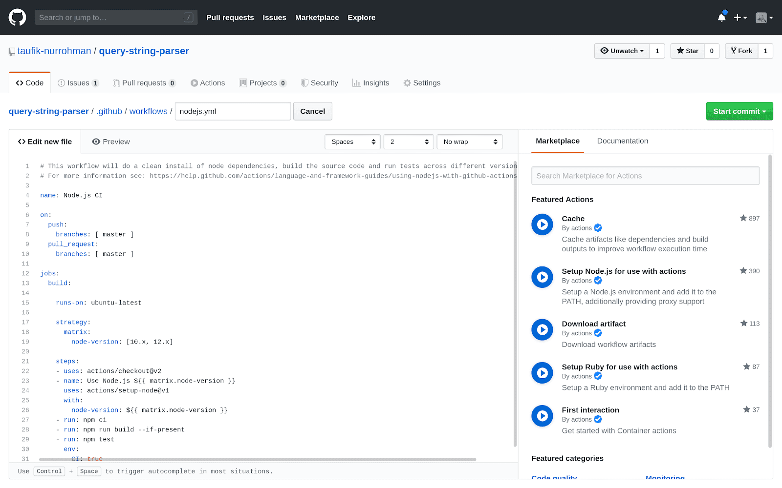 Membuat `nodejs.yml`