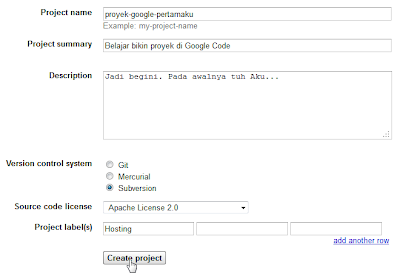 Filling the Project Form